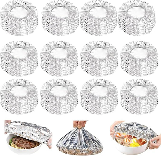 2026 New Reusable Aluminum Foil Food Covers, Pop Up Tin Foil Food Insulation Cover, Heat Shield Lids for Refrigerator Storage Leftover Food And Meal Preparation Fits Containers (50) by Asilumi