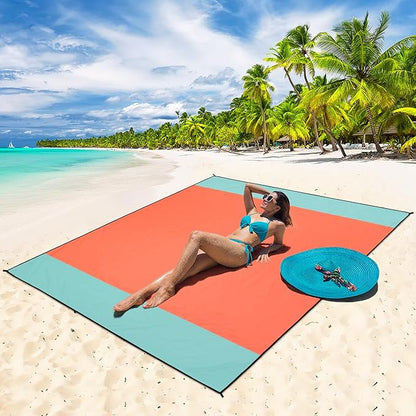 HIHOHO Beach Blanket Waterproof Sandproof Extra Large Beach Mat 79" X 83"/120"x108"for 1-8 Adults Quick Drying Durable Outdoor Picnic Mat for Beach Travel Camping Hiking