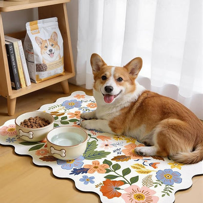 LOKHOM Scalloped Floral Dish Drying Mat, 18"x24" Super Absorbent Coffee Mat with Unique Spring Wildflowers, Cuttable Hide Stain Non-slip Drying Mat for Kitchen Counter Coffee Maker Espresso Machine - Image 5