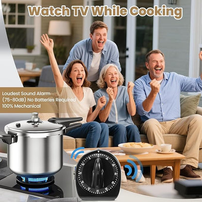Kitchen Timers for Cooking, 60 Minute Wind Up - Chef Cooking Timer with Loud Alarm,100% Mechanical Desk Timer -No Batteries Required - Manual Countdown timers for Home, Study and Cooking (Black) - Image 8