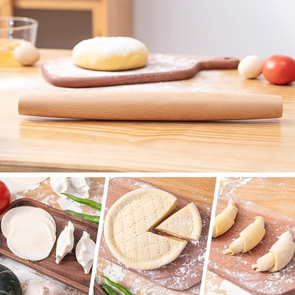 AISOSO French Rolling Pin, 15.75 Inches Wood Rolling Pins for Baking, Extra Long Classic Wooden Dough Roller for Fondant Pizza Pie Crust Cookie Pastry, Kitchen Baking Essentials, Light Yellow - Image 6