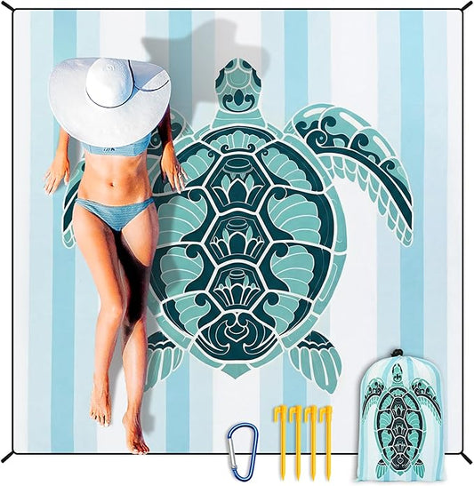 HIHOHO Beach Blanket Waterproof Sandproof Extra Large Beach Mat 79" X 83"/120"x108"for 1-8 Adults Quick Drying Durable Outdoor Picnic Mat for Beach Travel Camping Hiking