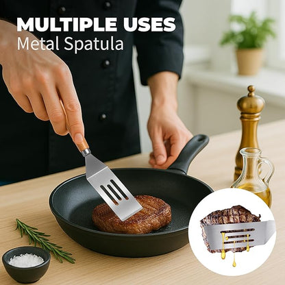 2Pcs Stainless Steel Spatula Set,Mini Serving Spatula for Kitchen Use,Metal Spatula for Cooking with Heat Resistant Handle,Metal Spatulas for kitchen use for Pancakes、Lasagna、Brownies、Cake and Cookie - Image 5