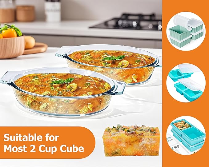 Small Casserole Dishes Oval 2 Pack, 23oz Glass Au Gratin Baking Dish, Individual Oval Baking Pan for Oven Microwave Air Fryer, 1 or 2 Person Servings, Bakeware Clear Prep Bowls with Handle - Image 4