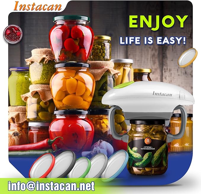 INSTACAN Electric Jar Opener for Seniors with Arthritis, One Touch Automatic Jar Opener for Weak Hands, Easy Open Standard & Vacuum Sealed Kitchen Jars, Auto-Off Design (White)