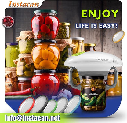 INSTACAN Electric Jar Opener for Seniors with Arthritis, One Touch Automatic Jar Opener for Weak Hands, Easy Open Standard & Vacuum Sealed Kitchen Jars, Auto-Off Design (White)