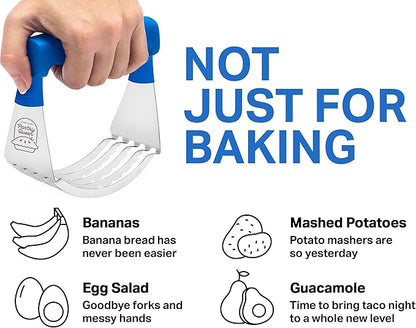 Pastry Cutter Tool - Heavy Duty Stainless Steel Pastry Blender, Comfortable Handle, Dishwasher Safe, Perfect Flaky Pie Crust & Biscuits - Blue