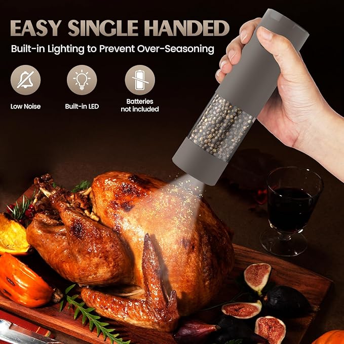 Electric Salt and Pepper Grinder Set Automatic Adjustable Coarseness Pepper Grinder Shakers Set Kitchen Products White Elephant Gift Anniversary Christmas Ideas Gifts for Men - Image 3