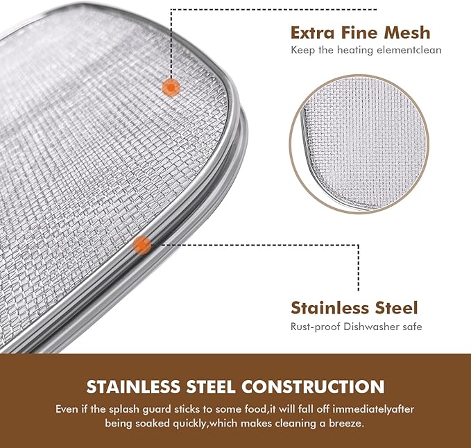 Stainless Steel Splatter Shield for Ninja Foodi AG301, Air Fryer Accessories for Ninja Foodi 5-in-1 Indoor Grill, Replacement Parts Splatter Screen for Ninja Foodi AG300, AG300C,AG301C, AG302, AG400 - Image 3