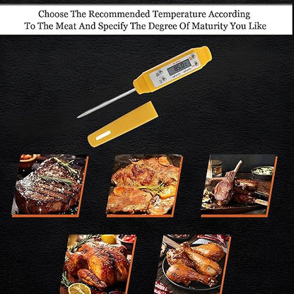 Meat Thermometer - Digital Food Thermometer for Cooking Kitchen - Automatic Calibration Pen Style Electronic Pocket Thermometer for Water Temperature, Barbecue (Yellow) - Image 4