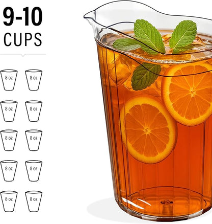 DecorRack 6 Pack - 75 oz Polycarbonate Plastic Pitcher Beverage Dispenser with Pour Spout Shatterproof Catering and Restaurant Serveware for Cold Drinks, Water, Lemonade, Beer, and Sangria (6 Pack) - Image 3