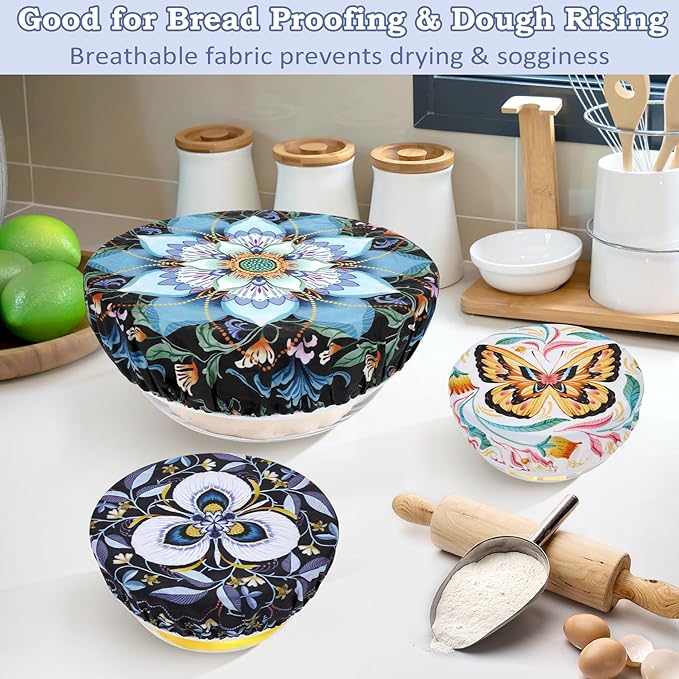 5-Size Reusable Beeswax Bowl Covers for Bread Proofing, Cotton Cloth Flexible Beeswax Wraps for Food Storage - Image 5