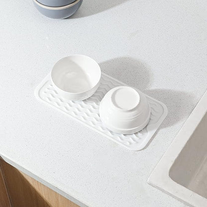 MicoYang Silicone Dish Drying Mat for Multiple Usage,Easy clean,Eco-friendly,Heat-resistant Silicone Mat for Kitchen Counter or Sink,Refrigerator or Drawer Liner White S 12 inches x 6 inches - Image 8