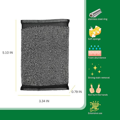 Steel Wool Scrub Sponges Kitchen, Reusable Dish Scrubber Sponge, for Pots, Pans, Gentle and Scratch Free - 12 Pack Black - Image 2