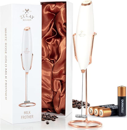 Zulay Kitchen Executive Series Luxury Gift Milk Frother with 4 Duracell Batteries – Handheld Electric Foam Maker for Coffee, Lattes & Hot Chocolate – Deluxe Finish, Ultimate Gift for Coffee Lovers by ZulayKitchen
