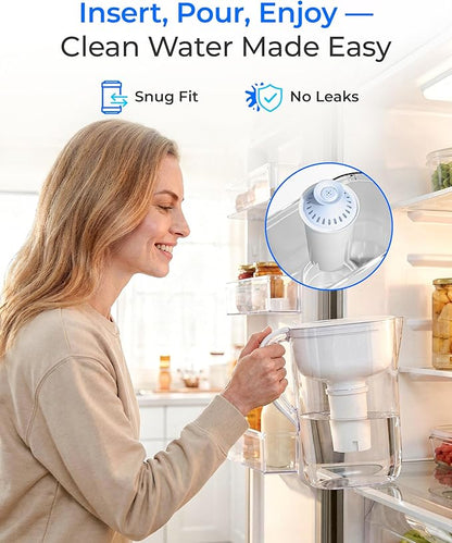 Waterdrop 06-AL Alkaline Water Filter, Replacement for Brita® Filter, Brita® Pitchers and Dispensers, 2 Months, Mineralized Alkaline Water, Increases Water PH, 3 Pack