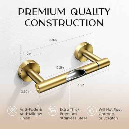 Day Moon™ - Toilet Paper Holder - Modern Roll Holder for Bathroom - 1 Pack - Wall Mount - Classic, Gold - Image 5
