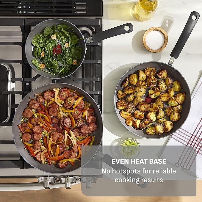 T-Fal Ultimate Hard Anodized Nonstick 10 Piece Cookware Set, Oven Safe Up to 400°F, Dishwasher Safe, Pots and Pans Set, Includes Frying Pans, Saucepan, Stockpot, Cooking Utensils, Stone - Image 7