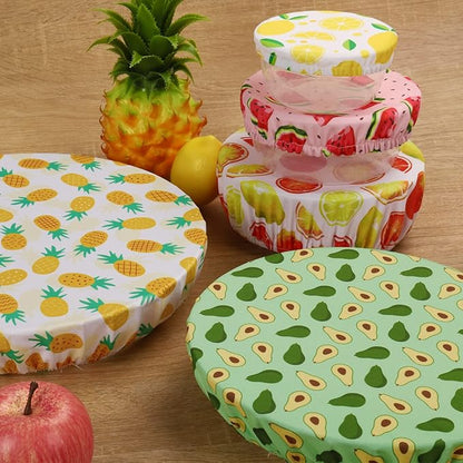 10Pcs Reusable Bowl Covers In 5 Size, Stretch Cloth Fabric Dish Cover Kitchen Storage Containers Lids for Fruits Food Leftover Dough Bread Proofing