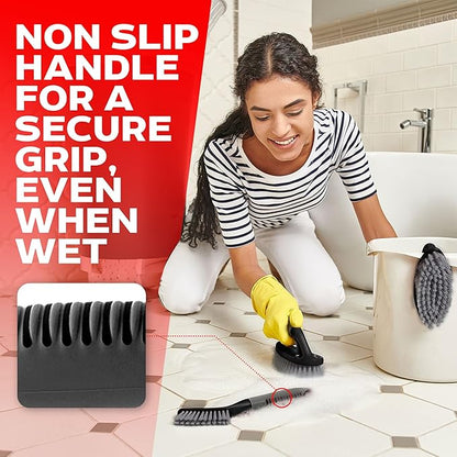 Scrub Brush Set of 3pcs - Cleaning Shower Scrubber with Ergonomic Handle and Durable Bristles - Grout Cleaner Brush - Scrub Brushes for Cleaning Bathroom/Shower/Tile/Kitchen/Floor/Bathtub/Carpet - Image 4