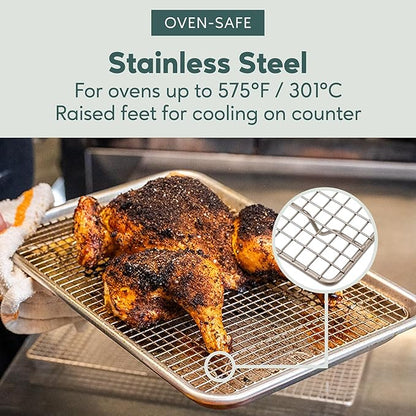 Ultra Cuisine Stainless Steel Baking Rack - 10x14.75 inch Jelly Roll Pan Wire - Oven Grill Sheet Pan - Oven Safe - Dishwasher Safe - Heavy Duty Wire Cooling Rack for Cooking Baking and Roasting - Image 6