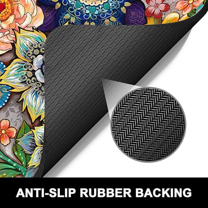 Rnivvi Dish Drying Mat for Kitchen Counter, 16 x 18" Cute Flower Theme Absorbent Heat Resistant Drying Pad with Non-slip Rubber, Coffee Bar Mats for Coffee Machine Dish Rack, Mandala Floral - Image 5
