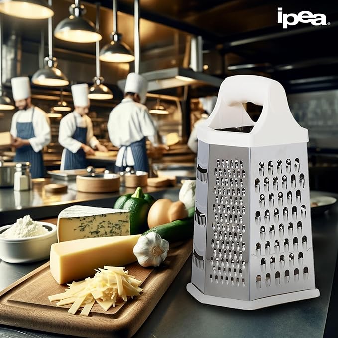 IPEA Stainless Steel 6-Sided Cheese Grater – 23 cm – Vertical Grater Six Blades with Ergonomic Handle for Grating Cheese, Vegetables, Lemon, Fruits Chocolate – Hexagonal Multi-Purpose - Image 6
