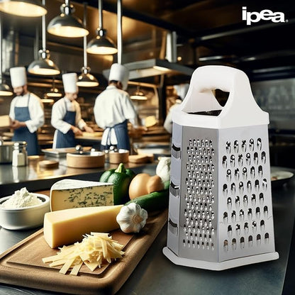 IPEA Stainless Steel 6-Sided Cheese Grater – 23 cm – Vertical Grater Six Blades with Ergonomic Handle for Grating Cheese, Vegetables, Lemon, Fruits Chocolate – Hexagonal Multi-Purpose - Image 6