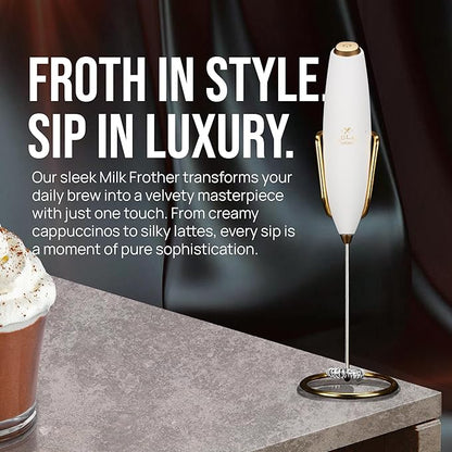 Zulay Kitchen Executive Series Luxury Gift Milk Frother with 4 Duracell Batteries – Handheld Electric Foam Maker for Coffee, Lattes & Hot Chocolate – Deluxe Finish, Ultimate Gift for Coffee Lovers - Image 6