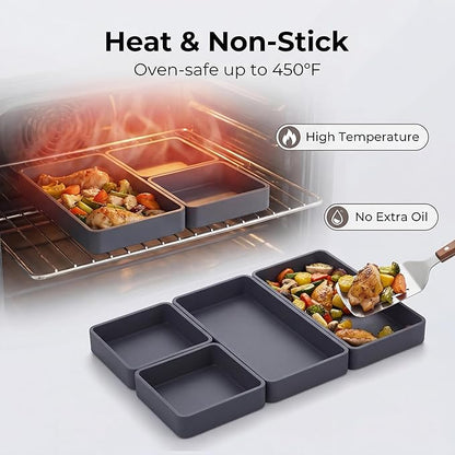 4-Pack Silicone Sheet Pan Dividers Nonstick Heat-Resistant Baking Trays for Oven, Multifunctional Cheat Sheets Silicone Baking Pan for Food Prep & Picnic Storage - Image 4
