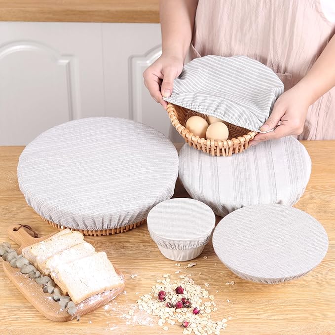 Reusable Bowl Covers, 5 Size Stretch Cloth Bowl Covers for Bread Proofing, cloth Fabric bowl Cover for Food Fruits Leftover (L)
