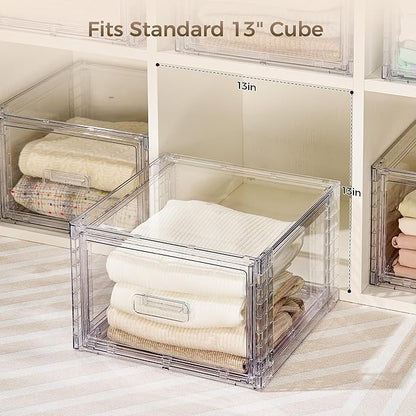 Vtopmart 2 Pack 18QT Clear Stackable Storage Drawers,Easily Assemble Closet Organizers,Plastic Storage Bins for Bathroom,Cabinet,Kitchen Pantry,Under Sink Organization(Medium)