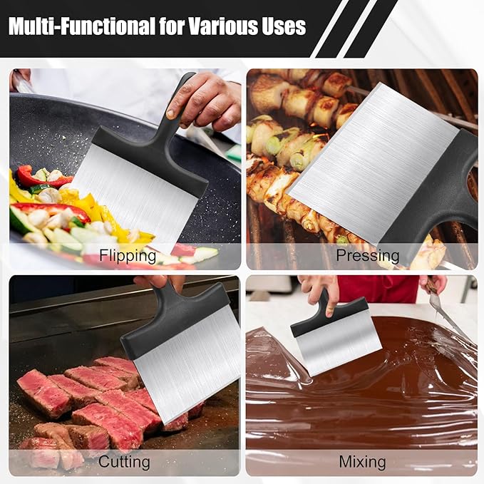 Grill Scraper, Griddle Scraper, Food Scraper with Handle for Blackstone Grill Accessories,Outdoor Barbecue Tools,Stainless Steel Scraper for Blackstone, Flat Top Grill Cleaning, Easy to Remove Stain - Image 7