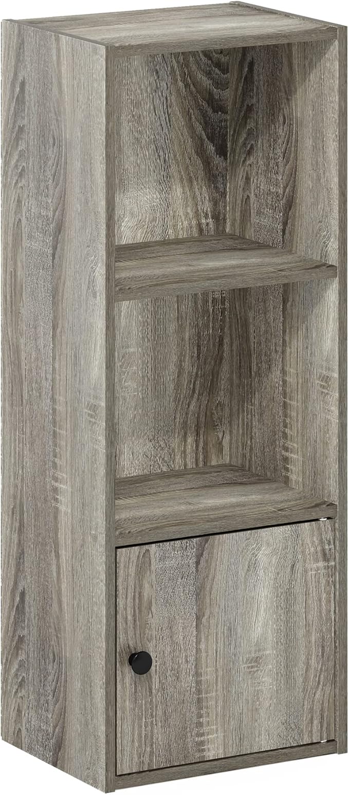 Furinno LUDER Book Shelf, 3-Tier Modern Bookshelf, Bookcase with 1 Door Storage Cabinet, 9.3 x 12 x 31.5, for Organization and Storage, for Living Room, Bedroom, Home Office, French Oak - Image 7