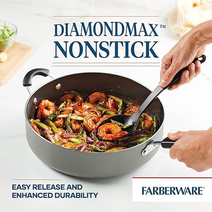 Farberware Cookstart DiamondMax Nonstick Jumbo Cooker with Lid and Helper Handle, Dishwasher Safe, 6 Quart - Silver - Image 5