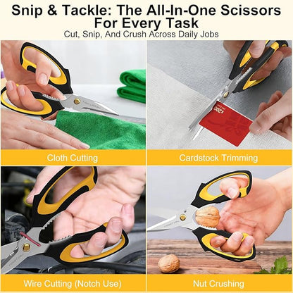 8" Multipurpose Household Steak Scissors – Japanese 420 J2 Stainless Steel Blades, Heavy-Duty for Meat, Poultry & Kitchen Prep | Dishwasher Safe, Ergonomic Grip