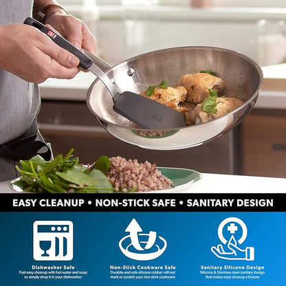 DI ORO Silicone Turner Spatula - Kitchen Spatulas for Nonstick Cookware - Flexible & Thin Cooking Turner for Flipping Pancakes & Eggs - 600°F High Heat-Resistant & BPA Free - Dishwasher Safe (Black)