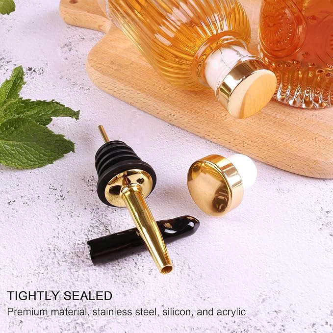 Glass Syrup Dispenser Set - 4 Pack 7oz Bottles with Metal Pour Spouts, Stoppers, Spoons for Coffee, Tea, Vanilla, Caramel, Honey - Image 4