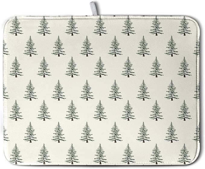 Christmas Tree Dish Drying Mat Winter Xmas Holiday Drying Mats Microfiber Absorbent Dishes Drying Pad Reusable Washable Kitchen Countertop Protector Dish Drainer Rack Mat 18x24 Inch by Kwlegh