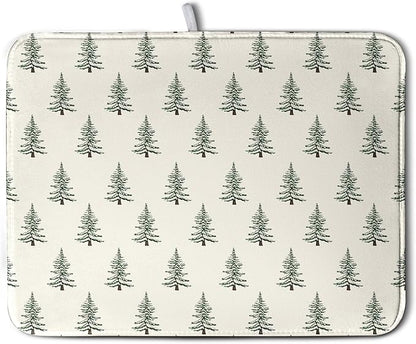 Christmas Tree Dish Drying Mat Winter Xmas Holiday Drying Mats Microfiber Absorbent Dishes Drying Pad Reusable Washable Kitchen Countertop Protector Dish Drainer Rack Mat 18x24 Inch by Kwlegh