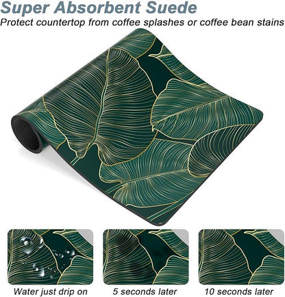 Rnivvi Coffee Mat, 12" x 19" Cute Tropical Theme Coffee Bar Mats for Espresso Machine Station Accessories and Organizer, Hide Stain Rubber Backed Absorbent Dish Drying Pad for Kitchen Counter, Palm - Image 3