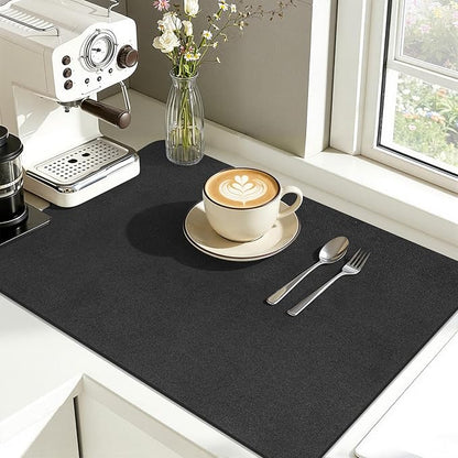 Findosom Dish Drying Mat, 17"x 32" Super Absorbent & Hide Stain Coffee Mat, Cuttable Drying Mat for Kitchen Counter, Coffee Bar Accessories, Under Dish Rack, Coffee Maker, Espresso Machine, Black-2 - Image 3