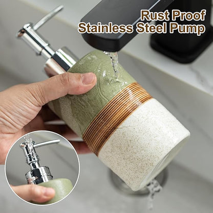 Dish Soap Dispenser for Bathroom, Hand Soap Dispenser with Stainless Steel Pump, Includes Silicone Funnel, Non-Slip Lotion Dispenser, Matte Finish, Kitchen Decor