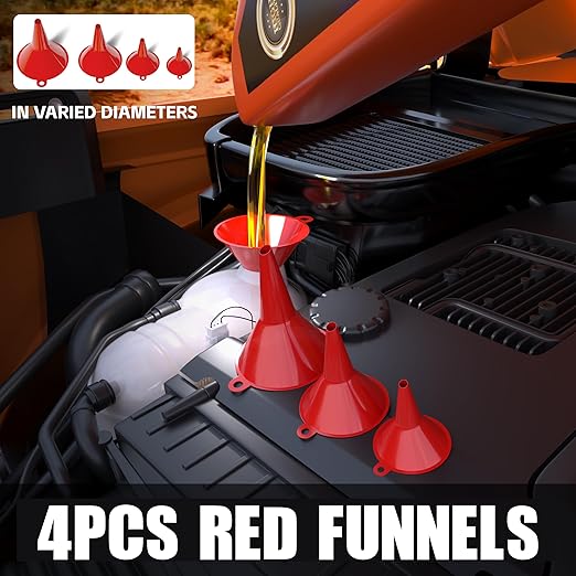 KJE 19 Pcs Automotive Funnel Set, Spout Replacements, Plastic Wide Mouth Transmission Funnels, Flexible Oil Funnel Kit for Automotive Use - Image 3