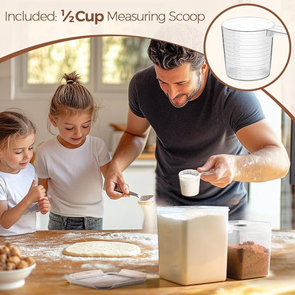 ComSaf Flour Sugar Storage Containers Set of 3 (5.2L/5.5Qt) (2.5L/2.6Qt*2), Large Airtight Food Storage Containers with Lids, Plastic Canisters Sets for Kitchen, Pantry Organizers for Rice and Baking - Image 7