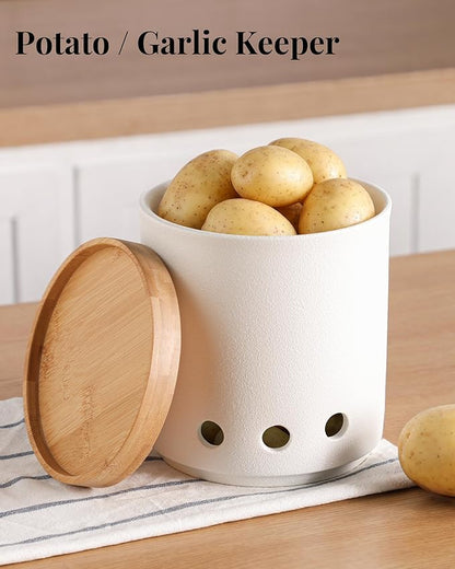 LoeJan 360° Rotating Ceramic Utensil Holder for Kitchen Countertop – Cooking Utensil Crock Organizer with Non-Slip Cork Base for Farmhouse Kitchen Decor, Textured White - Image 6