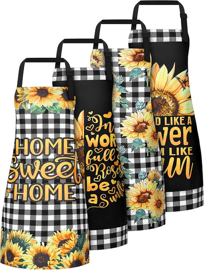 Geetery 4 Pcs Chicken Aprons for Women Rooster Print Apron Waterproof Adjustable for Kitchen Cooking by Geetery