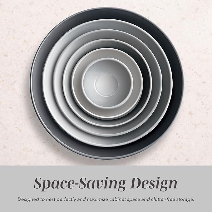 COOK WITH COLOR Mixing Bowls Set with TPR Lids - 12 Piece Plastic Nesting Bowls Set includes 6 Prep Bowls and 6 Lids, Microwave Safe (Grey) - Image 4