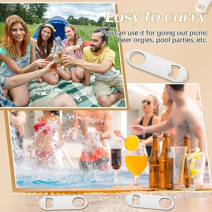 30 Pcs Flat Bottle Opener 3.5 x 1.18 inches Stainless Steel Beer bottle Openers Heavy Duty Bar Blade Solid Bottle Cap Opener Funny Bartender Bottle Opener for Kitchen Party Supplies,Silver - Image 5