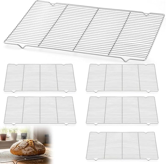 Lounsweer 6 Pcs Cooling Racks, 24L x 16W x 1H Stainless Steel Wire Rack for Baking Sheet, Large Cookie Cooling Rack, Oven Safe Cooking Racks for Sheet Pan, Dishwasher Safe, Full Size